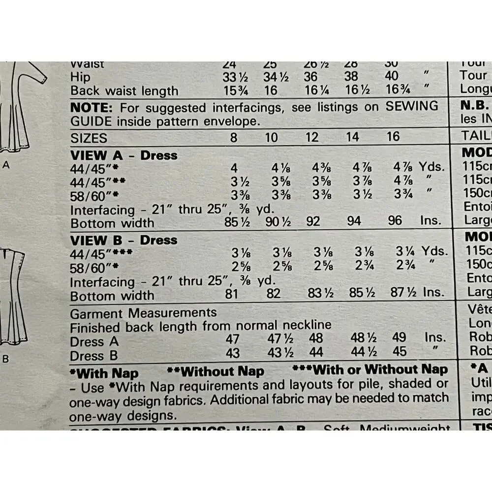 McCalls pattern 2568 midi dress fit and flare dolman sleeve Size 16